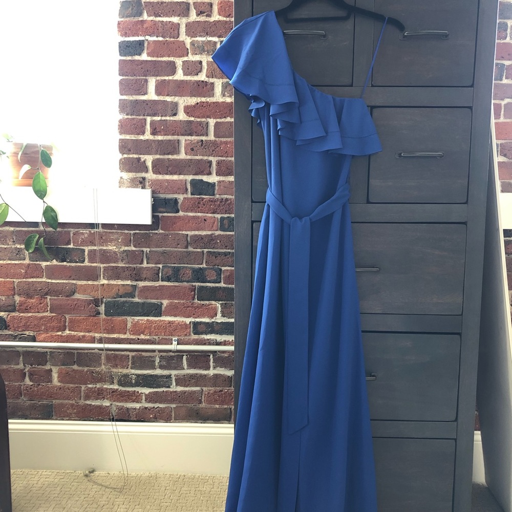 Banana Republic Long One Shoulder Ruffle Dress